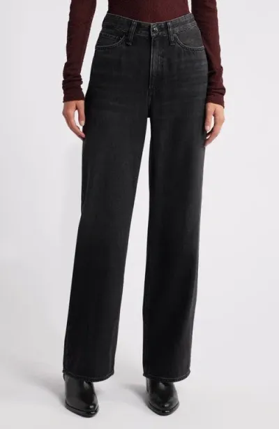 Rag & Bone Featherweight Logan High Rise Wide Leg Jeans In Jet Black