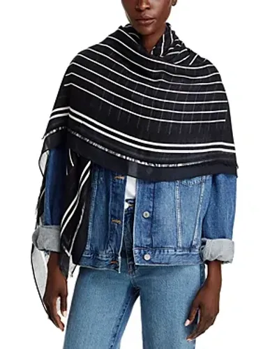 Rag & Bone Harlow Stripe Square Scarf In Black/white