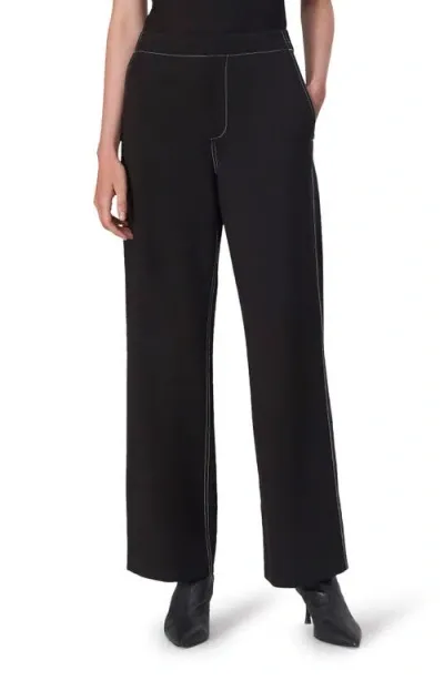 Rag & Bone Irina Contrast-stitch Straight-leg Mid-rise Stretch-woven Trousers In Black