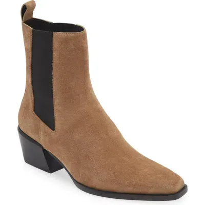 Rag & Bone Joni Suede Chelsea Booties In Camel/black Suede