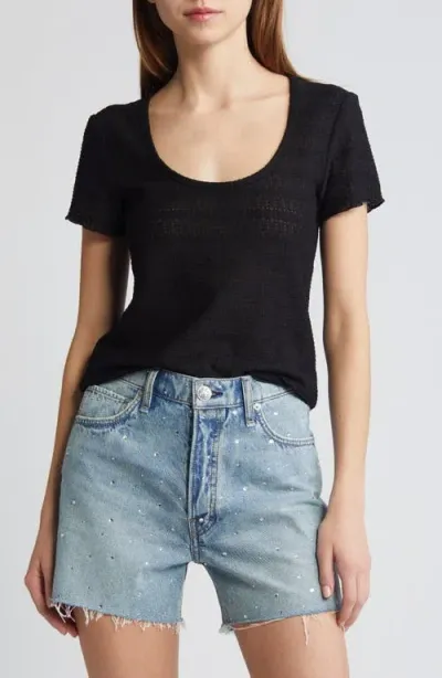 Rag & Bone Julia Textured Scoop Neck T-shirt In Black