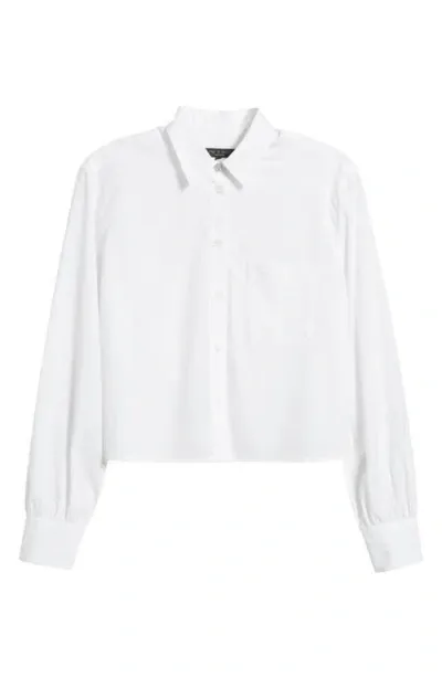 Rag & Bone Maxine Jewel Button Crop Button-up Shirt In White