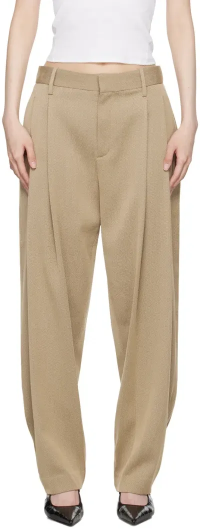 Rag & Bone Tan Pleated Trousers In Brown