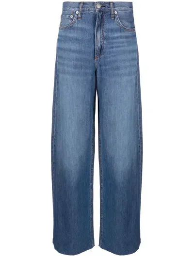 Rag & Bone Washed-denim Wide-leg Jeans In Blue