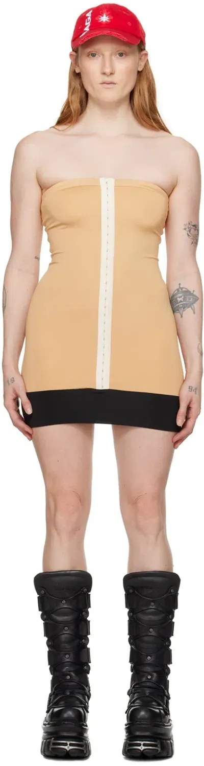 Raga Malak Beige & Black Daria Minidress In Nude