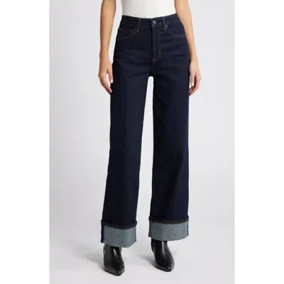 Rails Getty High Waist Cuffed Wide Leg Jeans In Midnight Blues Cuffed