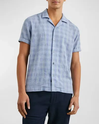 Rails Men's Dresden Camp Shirt In Homespun Blue Gingham