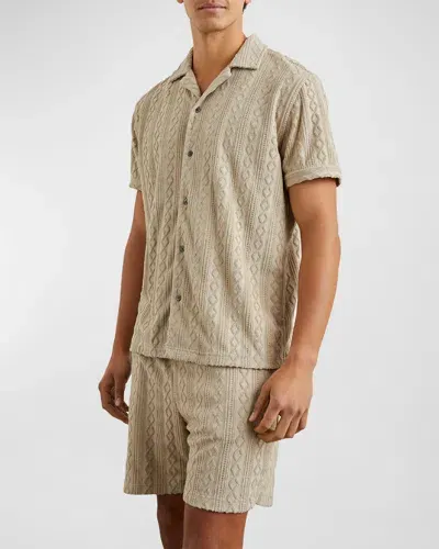 Rails Men's Maverick Jacquard Camp Shirt In Craft Paper