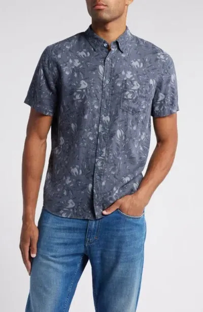 Rails Monaco Short Sleeve Button-up Shirt In Navy Floral Blush