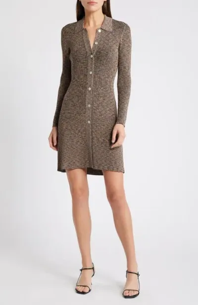 Rails Nikki Space Dye Rib Long Sleeve Sweater Minidress In Mocha Space Dye