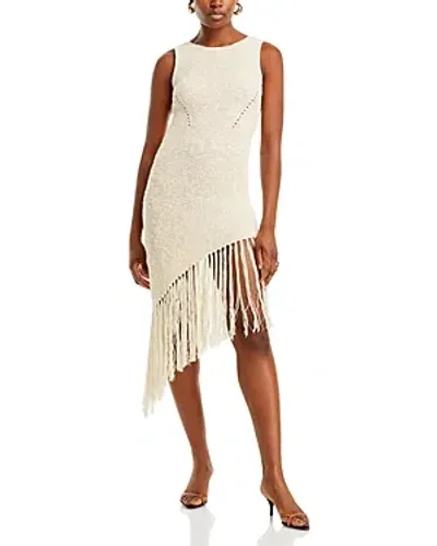 Rails Rylee Asymmetric Fringe Hem Dress In Ecru