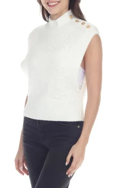 Rain And Rose Cable Stitch Sweater Vest In White