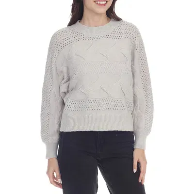 Rain And Rose Eyelet Sweater In Grey