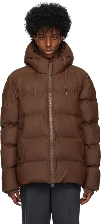 Rains Brown Alta Puffer Jacket In Frame