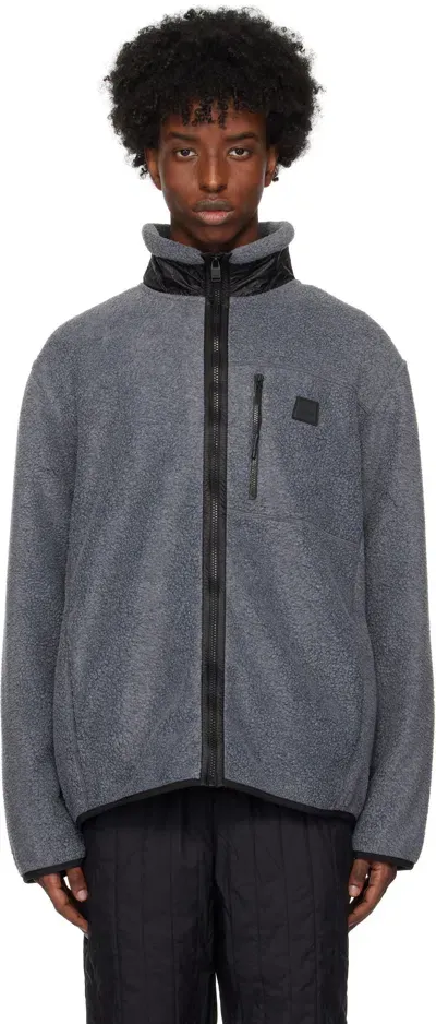 Rains Gray Yermo Fleece Jacket In Dark Grey Melange