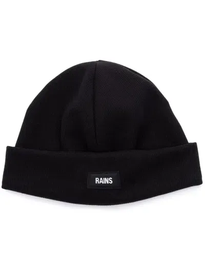 Rains Ribbed Fleece Beanie In Black