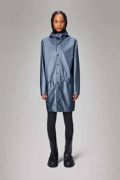 Rains Long Jacket In Blue