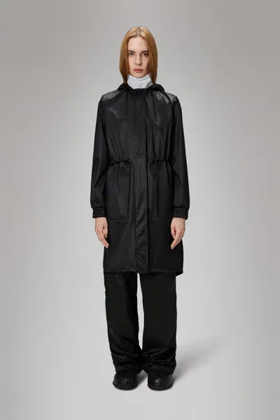 Rains String W Parka In Black