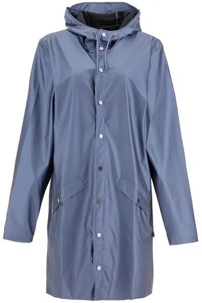 Rains Unisex Long Rain Jacket In Blue