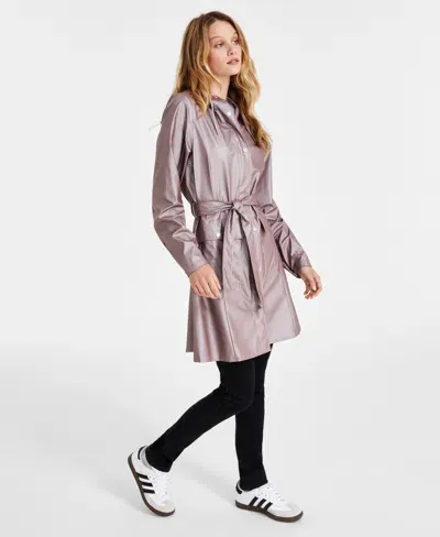 Rains Women's Curve Hooded Belted Waterproof Raincoat In Muse