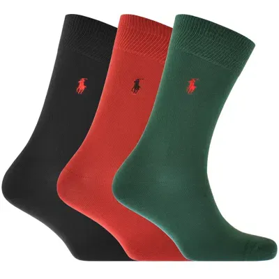 Ralph Lauren 3 Pack Ribbed Crew Socks In Black