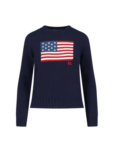 Ralph Lauren American Flag Sweater In Navy