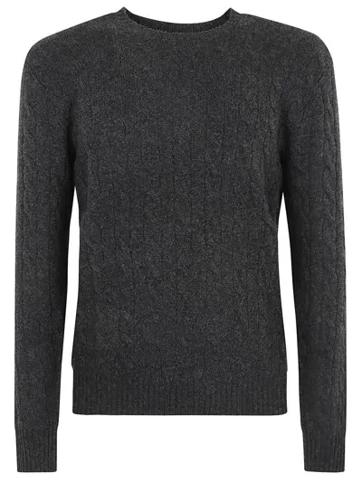 Ralph Lauren Cable Knit Rib Trim Sweater In Gray