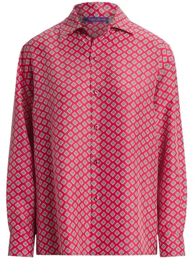 Ralph Lauren Cagney Printed Silk Blouse In Pink