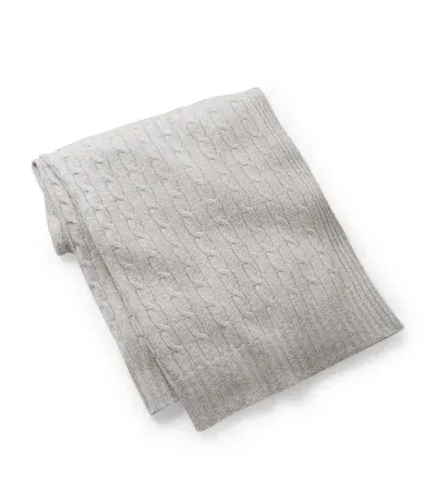 Ralph Lauren Cashmere Cable-knit Throw In Gray