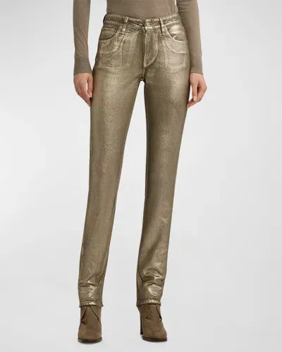 Ralph Lauren Coated 160 Slim Denim Jeans In Beige