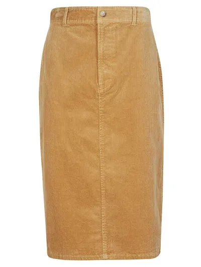 Ralph Lauren Corduroy High-waist Pencil Midi Skirt In Classic Camel