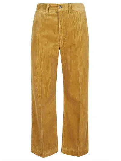 Ralph Lauren Corduroy Wide-leg Cropped Trousers In Brown