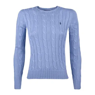 Ralph Lauren Cotton Cable-knit Crew Neck Sweater New Blue Litchfield In Azure