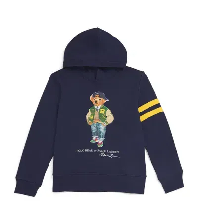 Ralph Lauren Kids' Cotton Polo Bear Hoodie In Navy