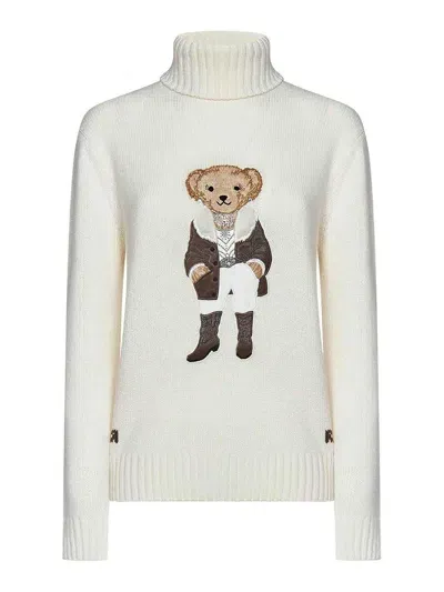 Ralph Lauren Cream Cashmere Turtleneck Sweater In White