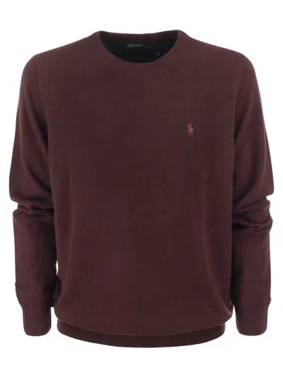 Ralph Lauren Crew-neck Wool Sweater In Aged Wine Heather