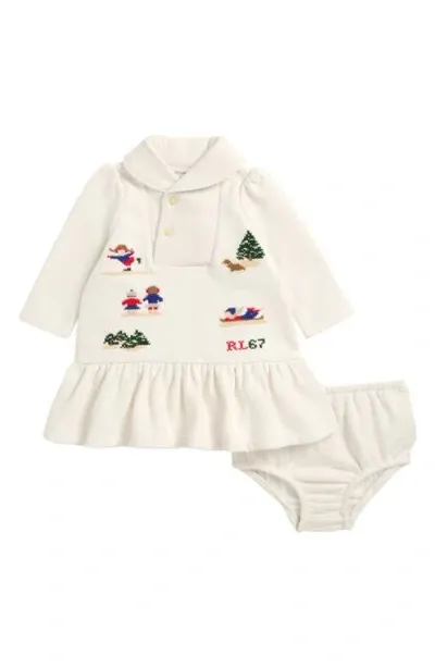 Ralph Lauren Babies'  Embroidered Fleece Polo Dress In Nevis