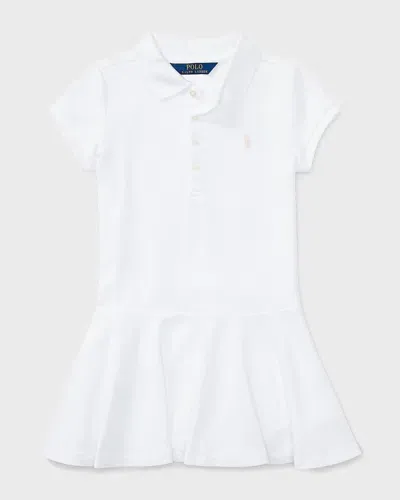 Ralph Lauren Kids' Girl's Short-sleeve Knit Drop-waist Polo Dress In White