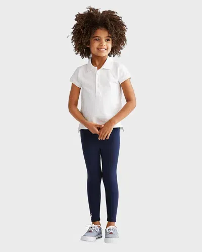 Ralph Lauren Kids' Girl's Stretch Cotton Logo Embroidered Leggings In Refined Navy