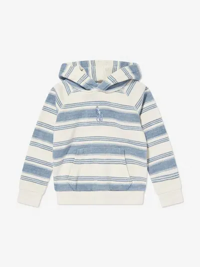 Ralph Lauren Kids'  Girls Striped Logo Hoodie In Blue