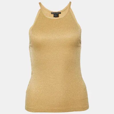 Pre-owned Ralph Lauren Gold Embellished Cotton Knit Tank Top M