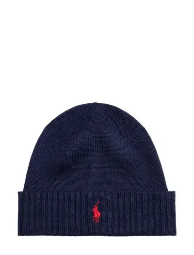 Ralph Lauren Pony Embroidered Knit Beanie In Blue