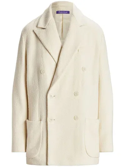 Ralph Lauren Herringbone Double-breasted Blazer In Neutrals