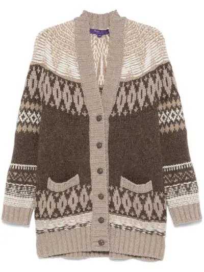 Ralph Lauren Intarsia-knit Cardigan In Gray