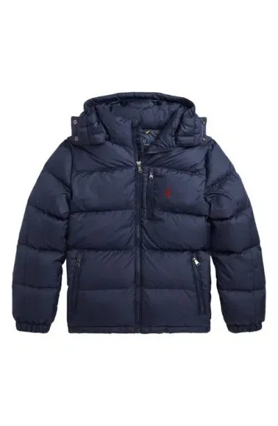 Ralph Lauren Kids' Logo Hooded Puffer Jacket In Newport Navy