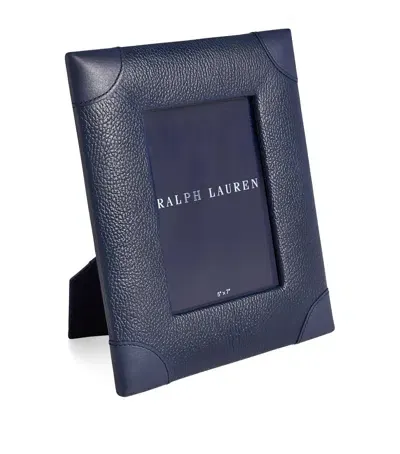 Ralph Lauren Leather Ryan Photo Frame In Blue