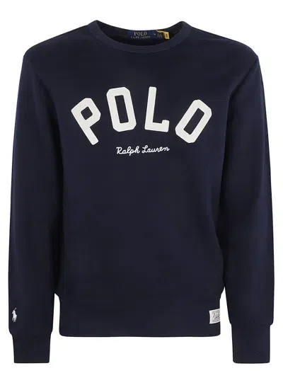 Ralph Lauren Logo Detail Rib Trim Sweatshirt In Blue