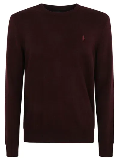 Ralph Lauren Logo Embroidery Rib Trim Sweater In Red