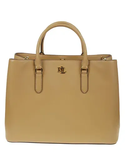 Ralph Lauren Marcy 36 Satchel Large In Buff