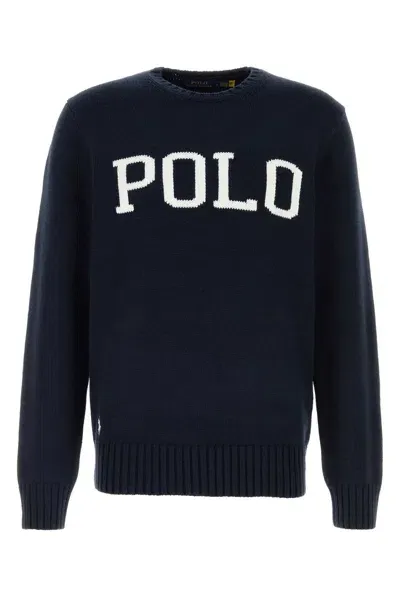 Ralph Lauren Midnight Blue Cotton Sweater In Hunter Navy Combo